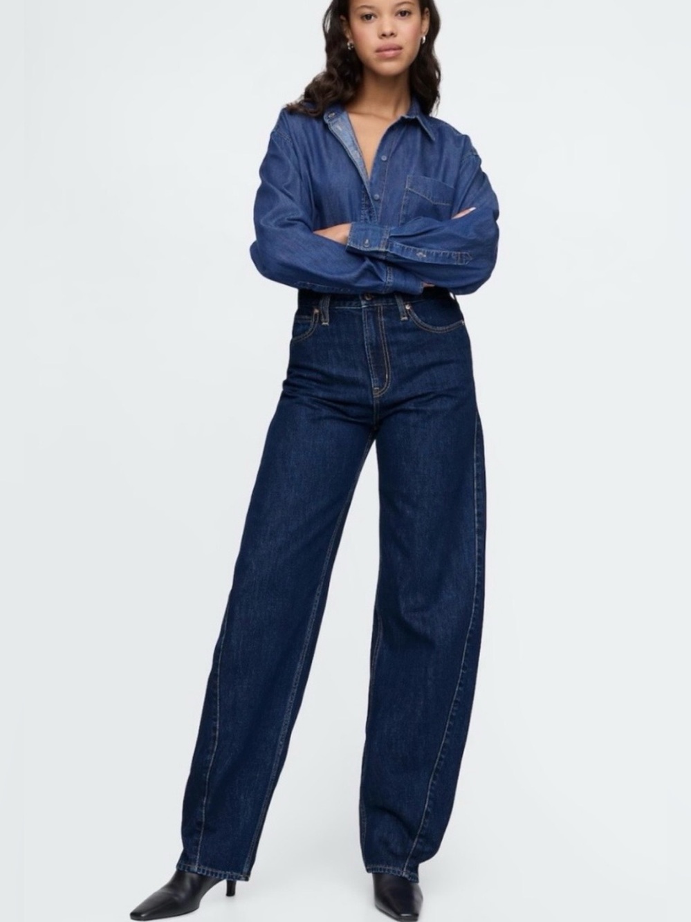 GAP High Rise Barrel Jean- dark denim
